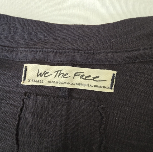 FREE PEOPLE We The Free Arden Cotton Top XS Oversized Black Long Sleeve NWOT - Picture 8 of 10